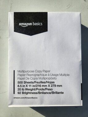 Amazon Office Print Copy Printer Paper 1 Ream 500 Sheets 8.5x11 Inch Letter Size